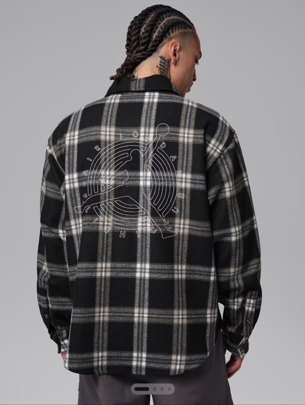 Jordan Black Plaid Button-Down Shirt with Back Graphic